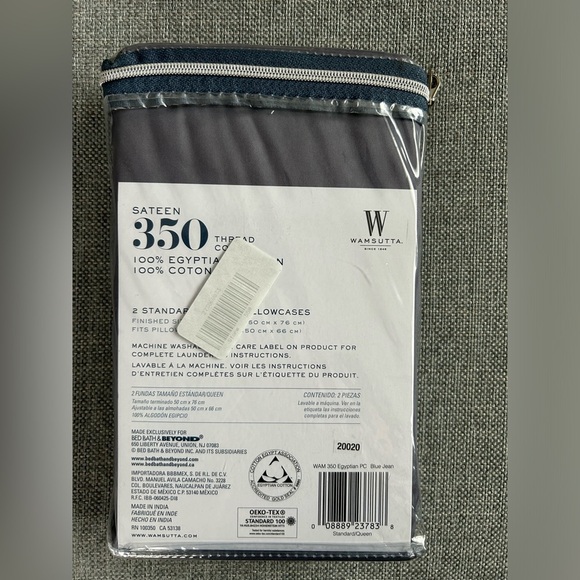 Wamsutta Egyptian Cotton Pillowcases - Gray Blue - Picture 2 of 4